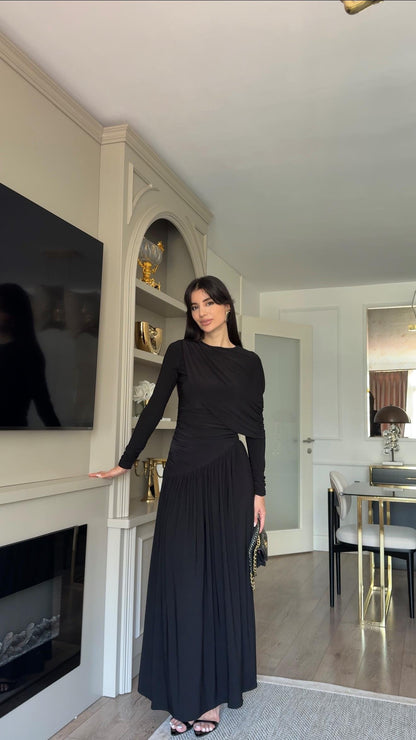 فستان لايكرا اسود - KP2235