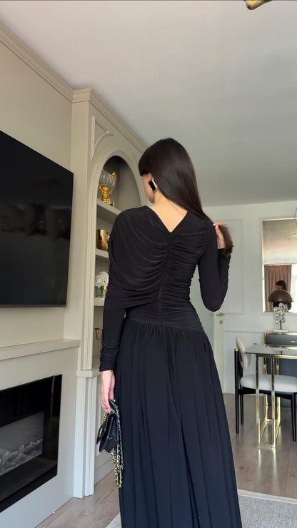 فستان لايكرا اسود - KP2235