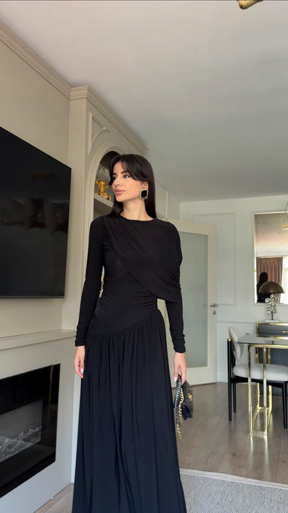 فستان لايكرا اسود - KP2235