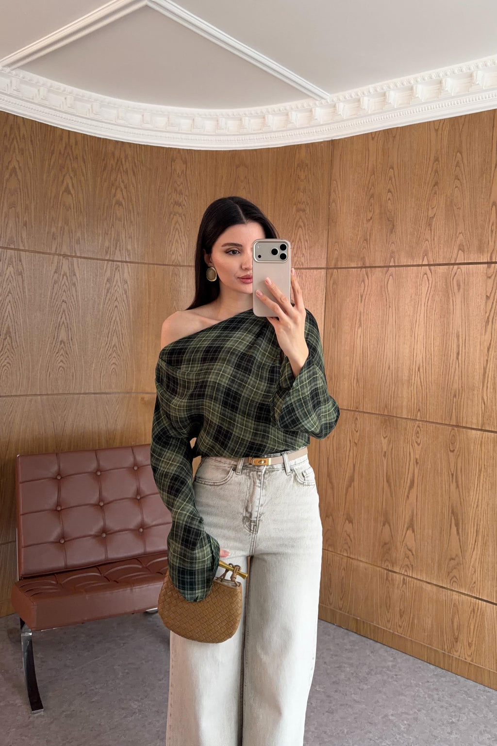 بلوزة كاروهات اخضر - KP4451