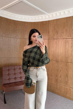 بلوزة كاروهات اخضر - KP4451