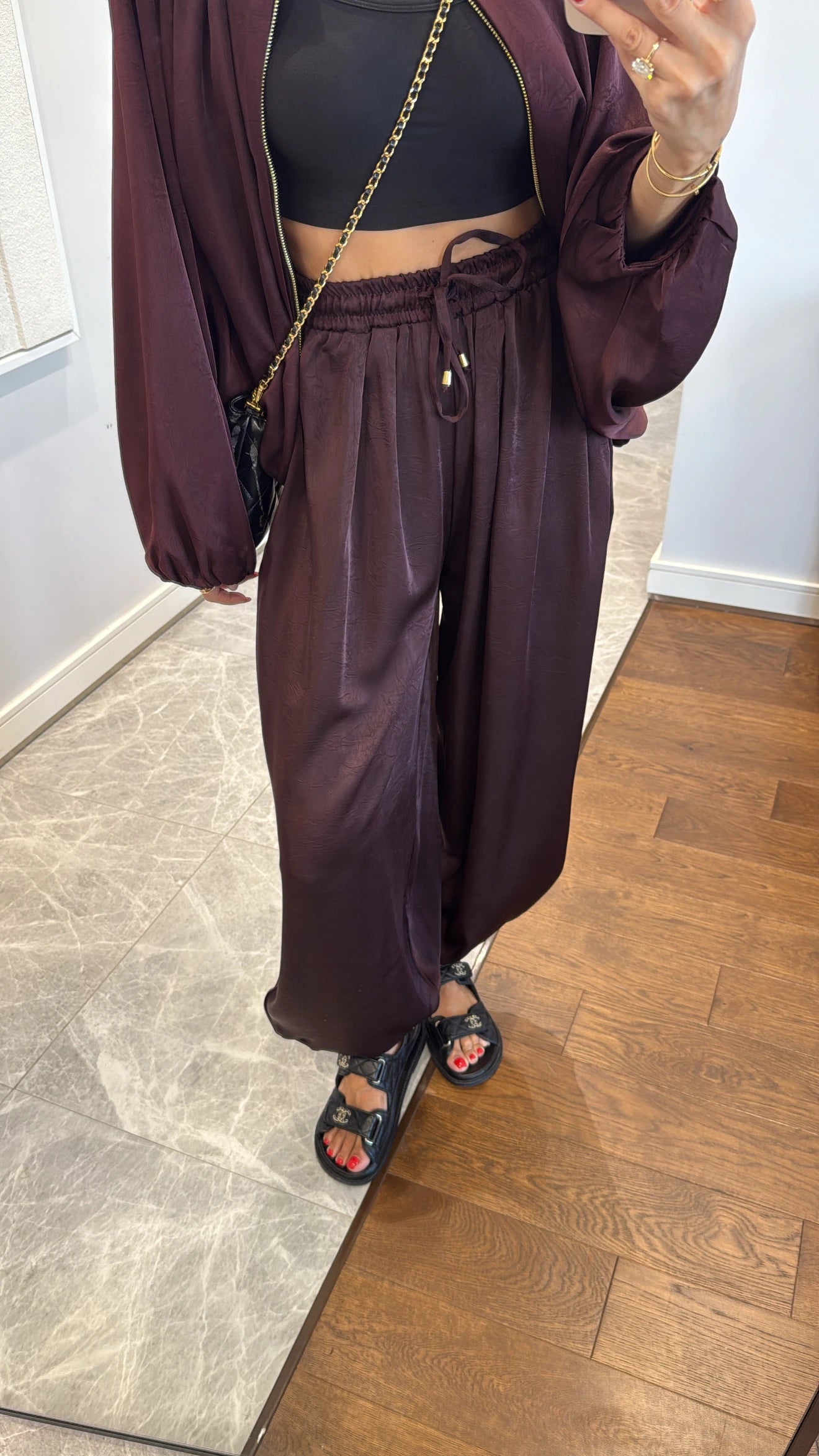 طقم عنابي ستان جكيت مع بنطلون - KP1430