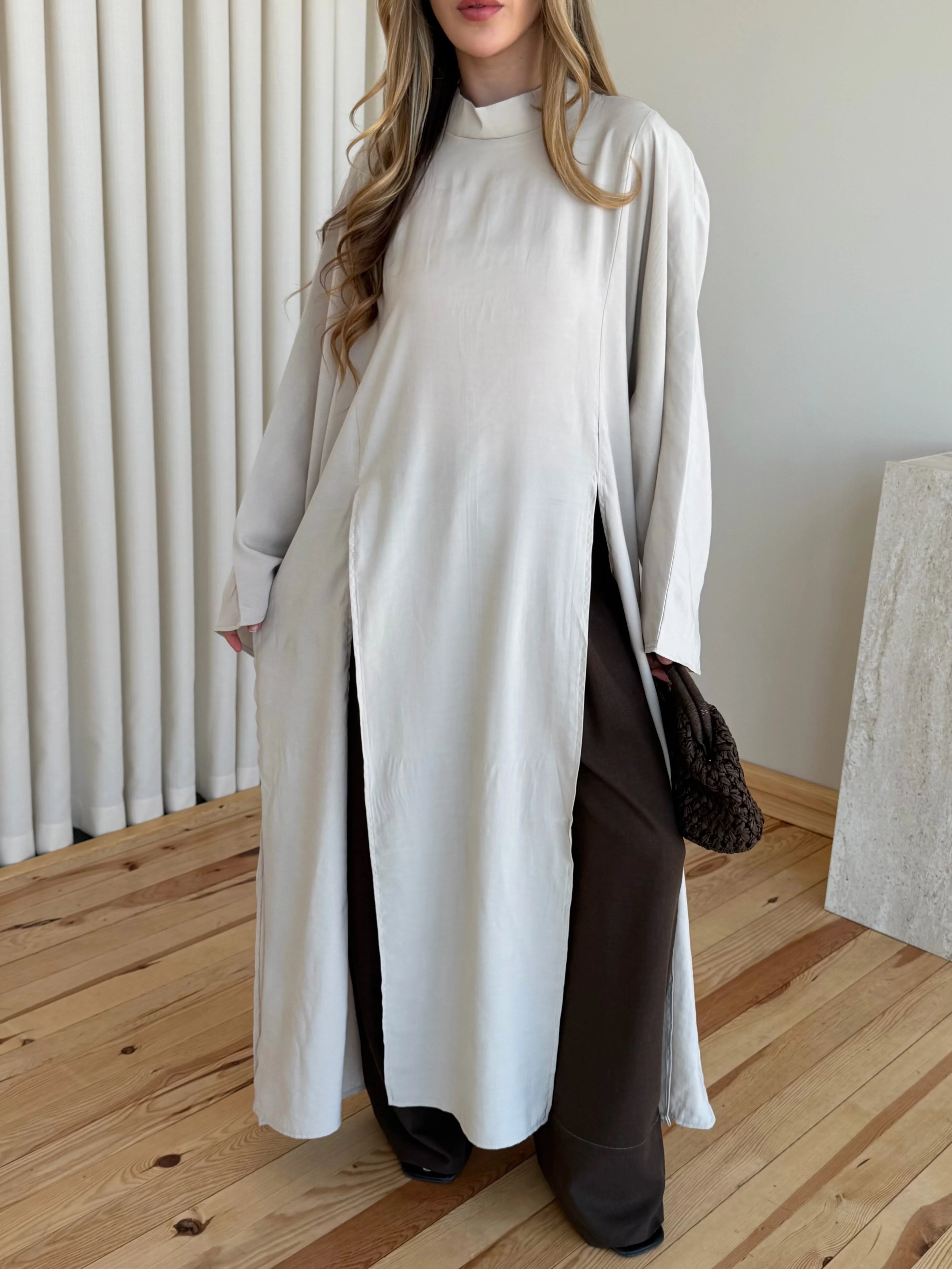 بلوزة طويلة بيج - KP4517