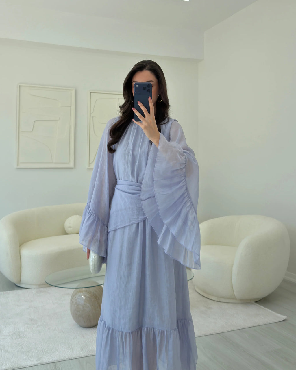 فستان مع ربطة ازرق - KP2336