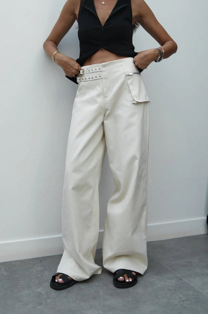 بنطلون بحزام بيج - KP5048