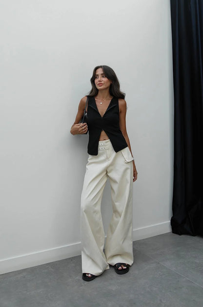 بنطلون بحزام بيج - KP5048