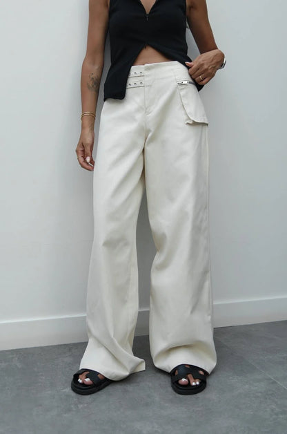 بنطلون بحزام بيج - KP5048