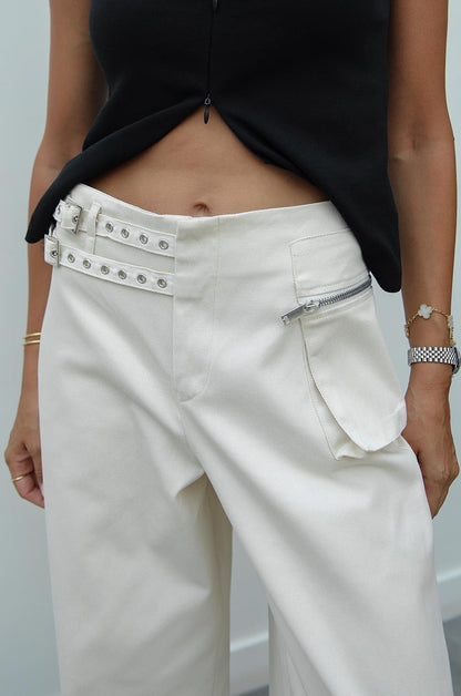 بنطلون بحزام بيج - KP5048