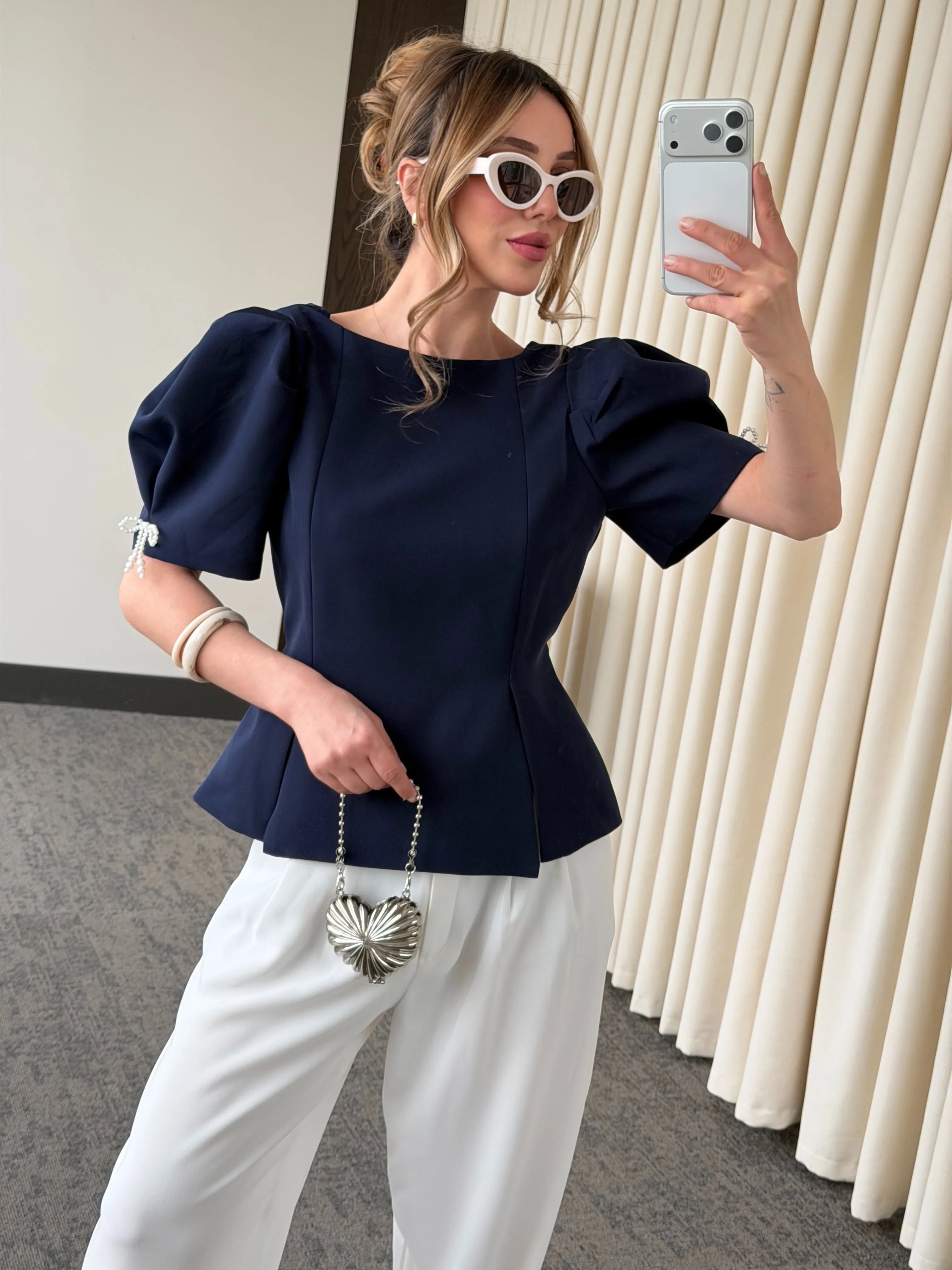 بلوزة كحلي شبر - KP4453