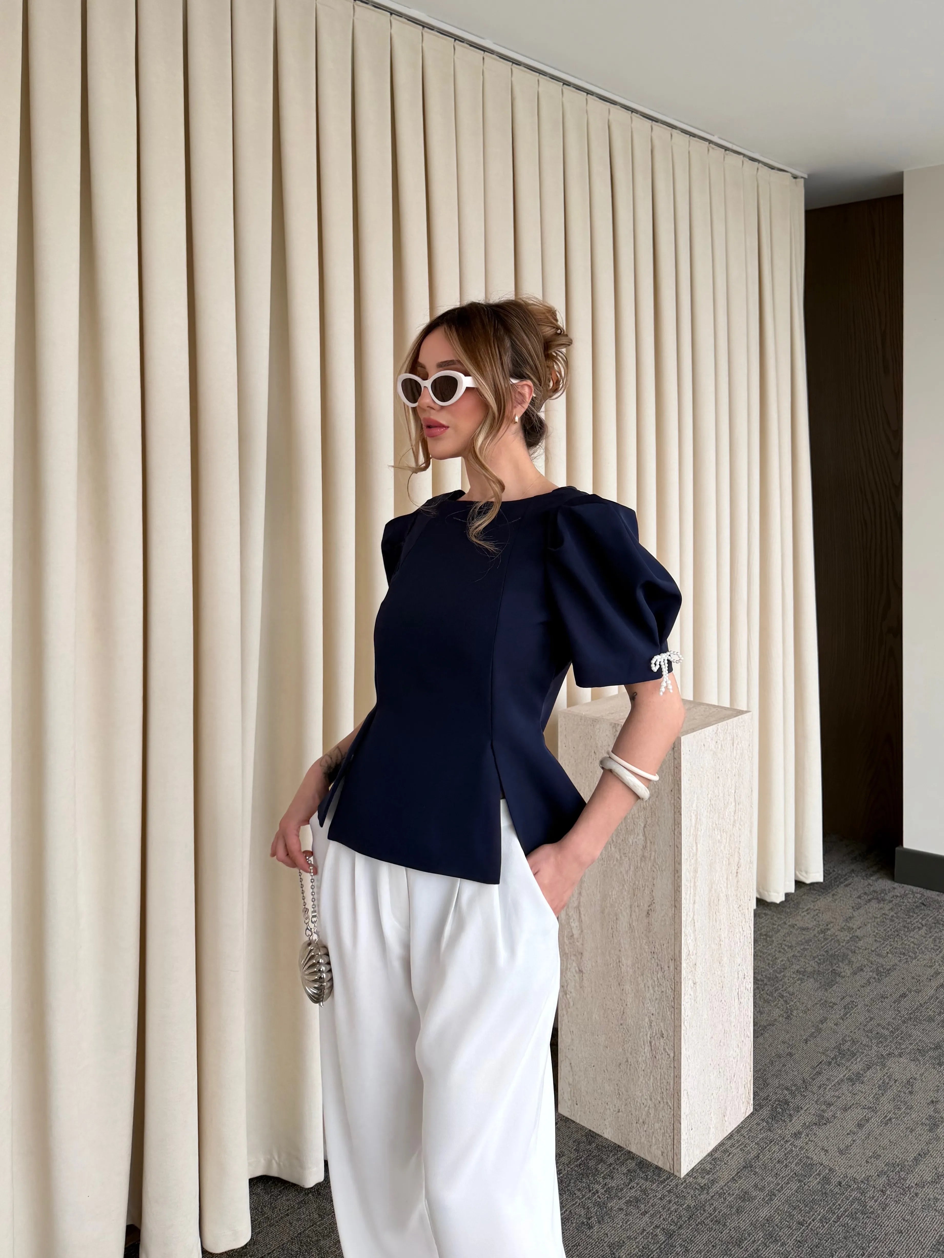 بلوزة كحلي شبر - KP4453