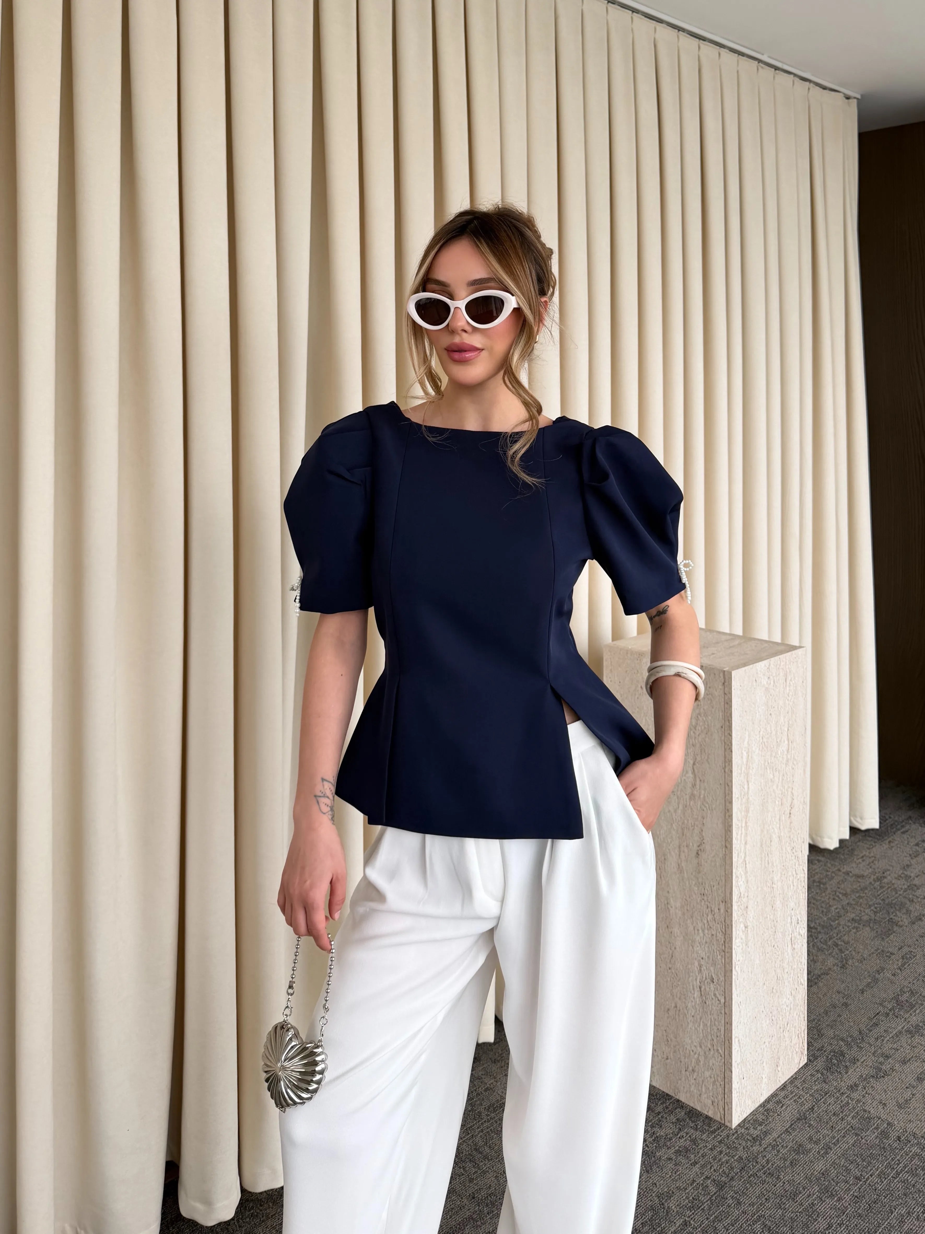 بلوزة كحلي شبر - KP4453