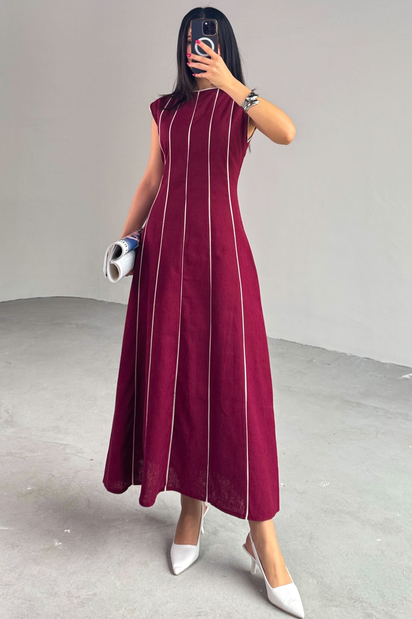 فستان خمري - KP2133