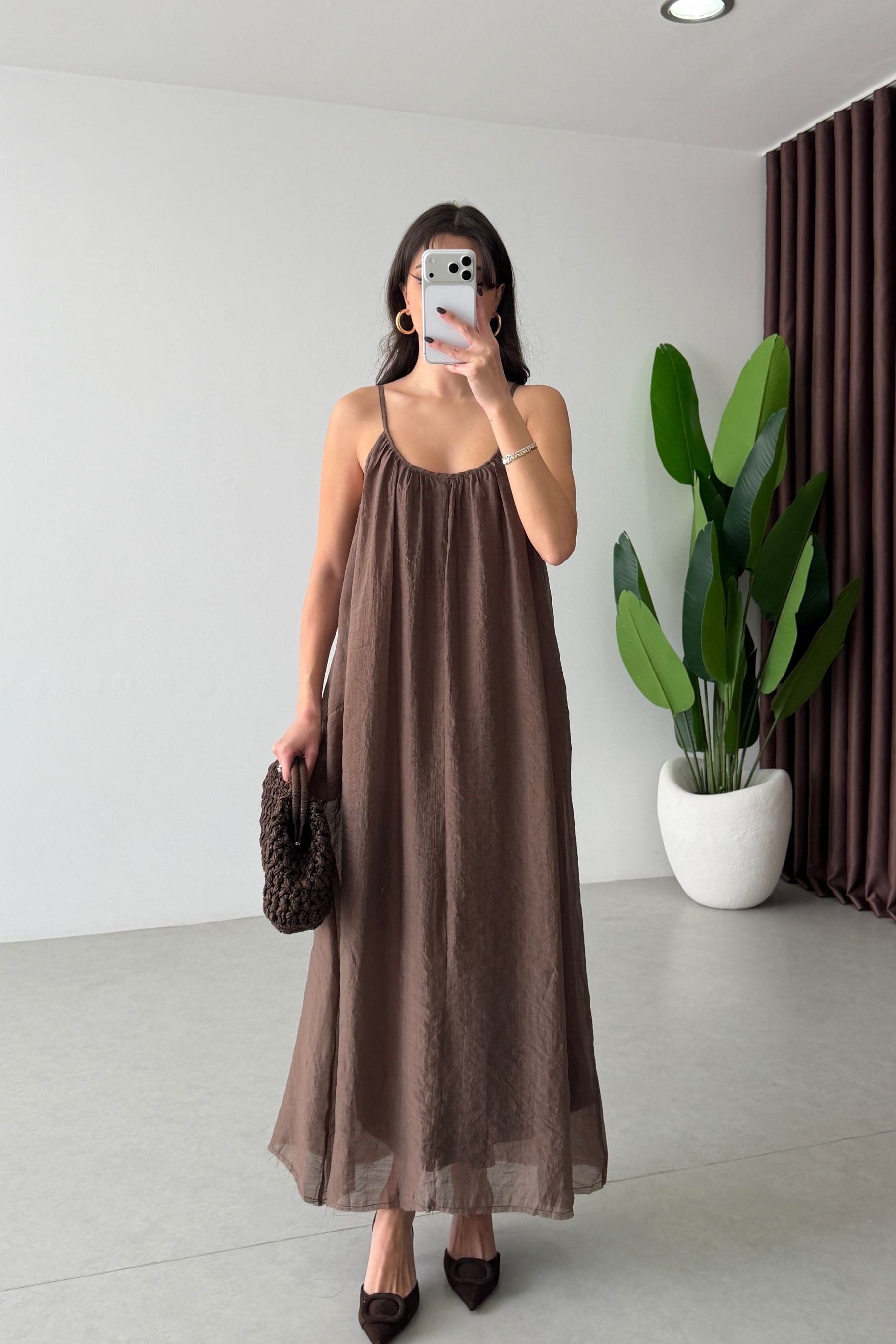 فستان مع بلوزة بني - KP2314