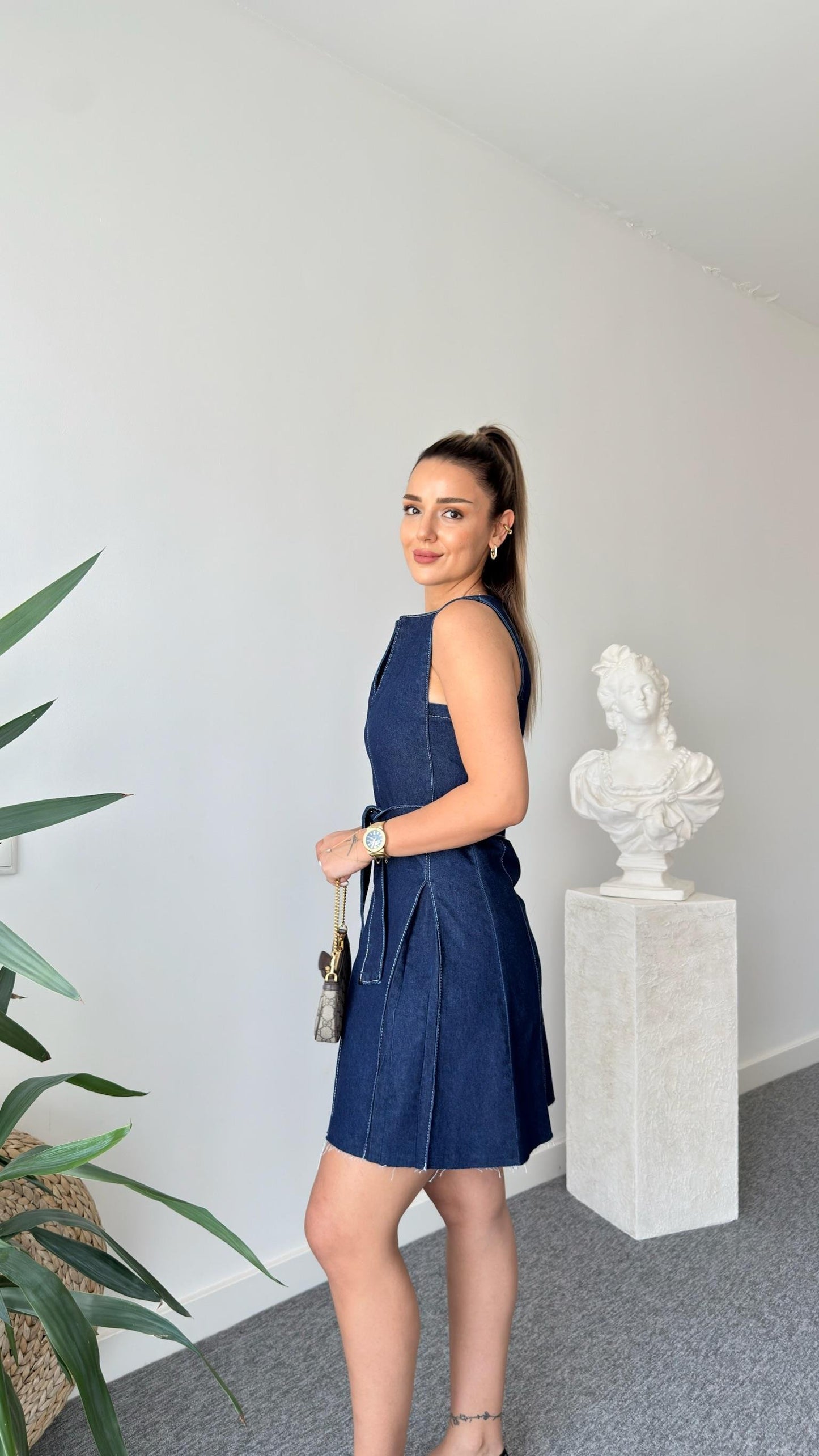 فستان جينز ربط - KP2201