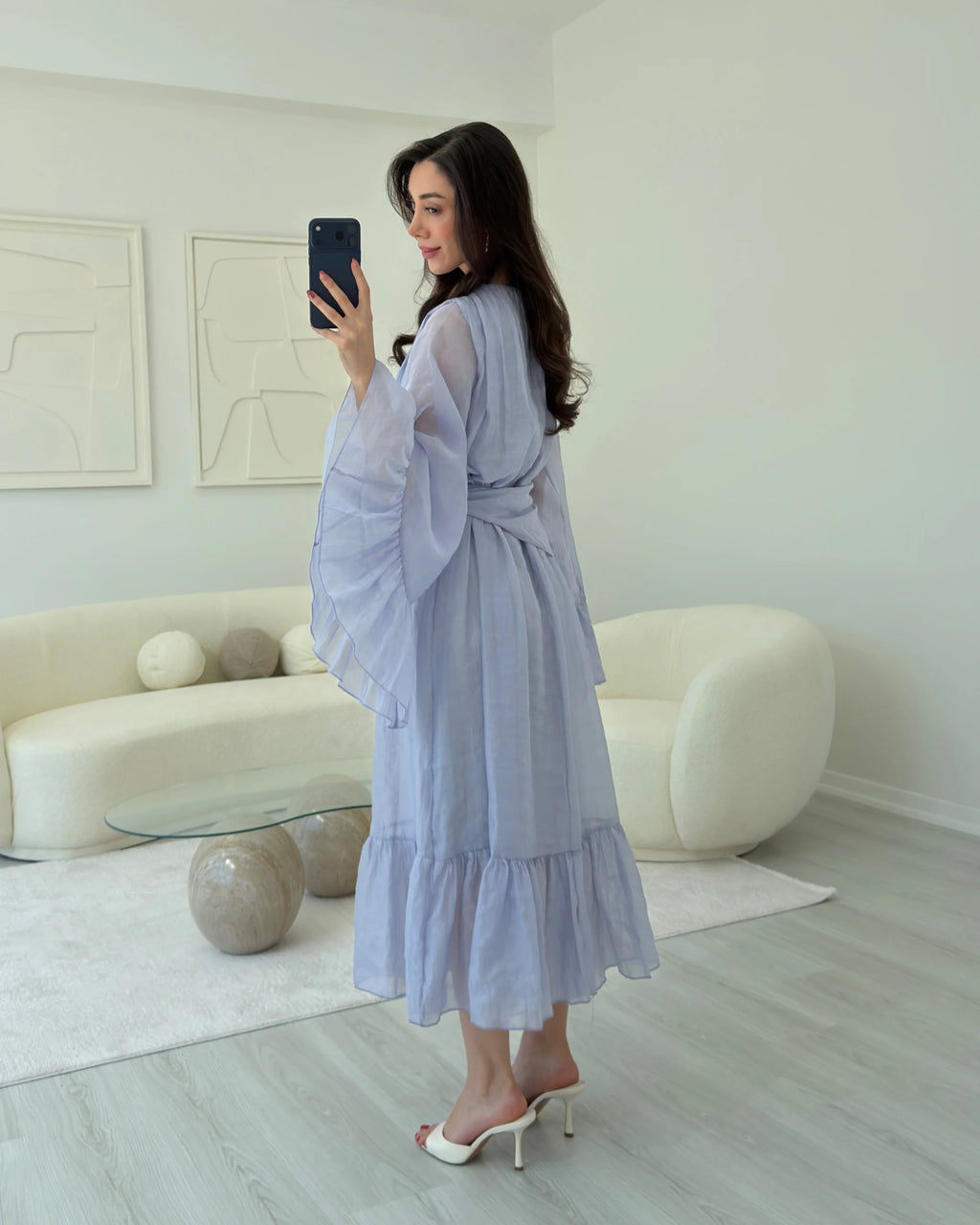 فستان مع ربطة ازرق - KP2336
