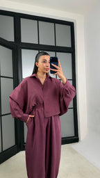 طقم قميص مع بنطلون خمري - KP1605
