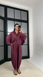 طقم قميص مع بنطلون خمري - KP1605