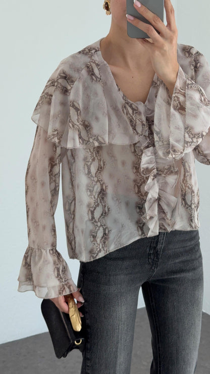 قميص شيفون بيج - KP4267