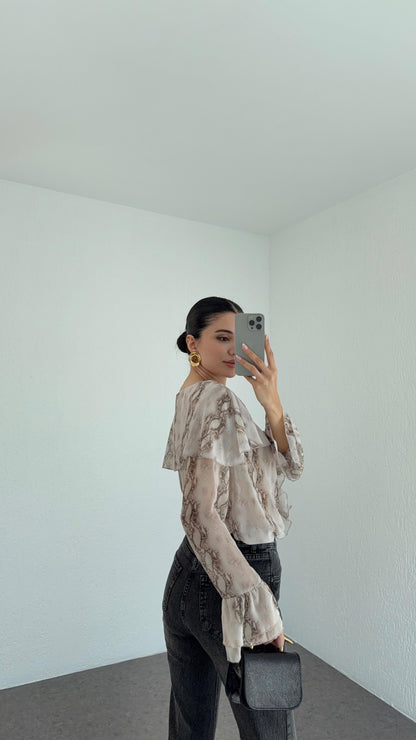 قميص شيفون بيج - KP4267