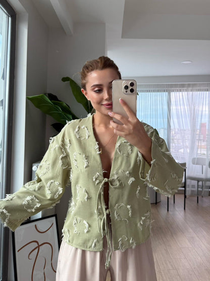 بلوزة ربط اخضر - KP4225