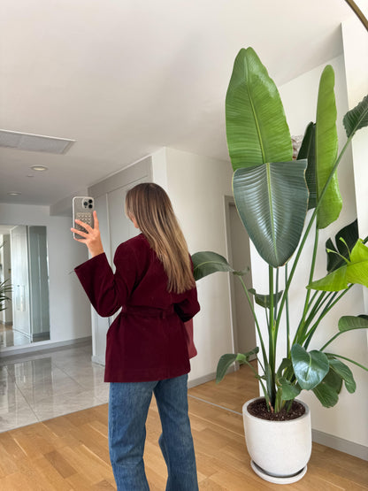 جكيت بحزام خمري - KP7136