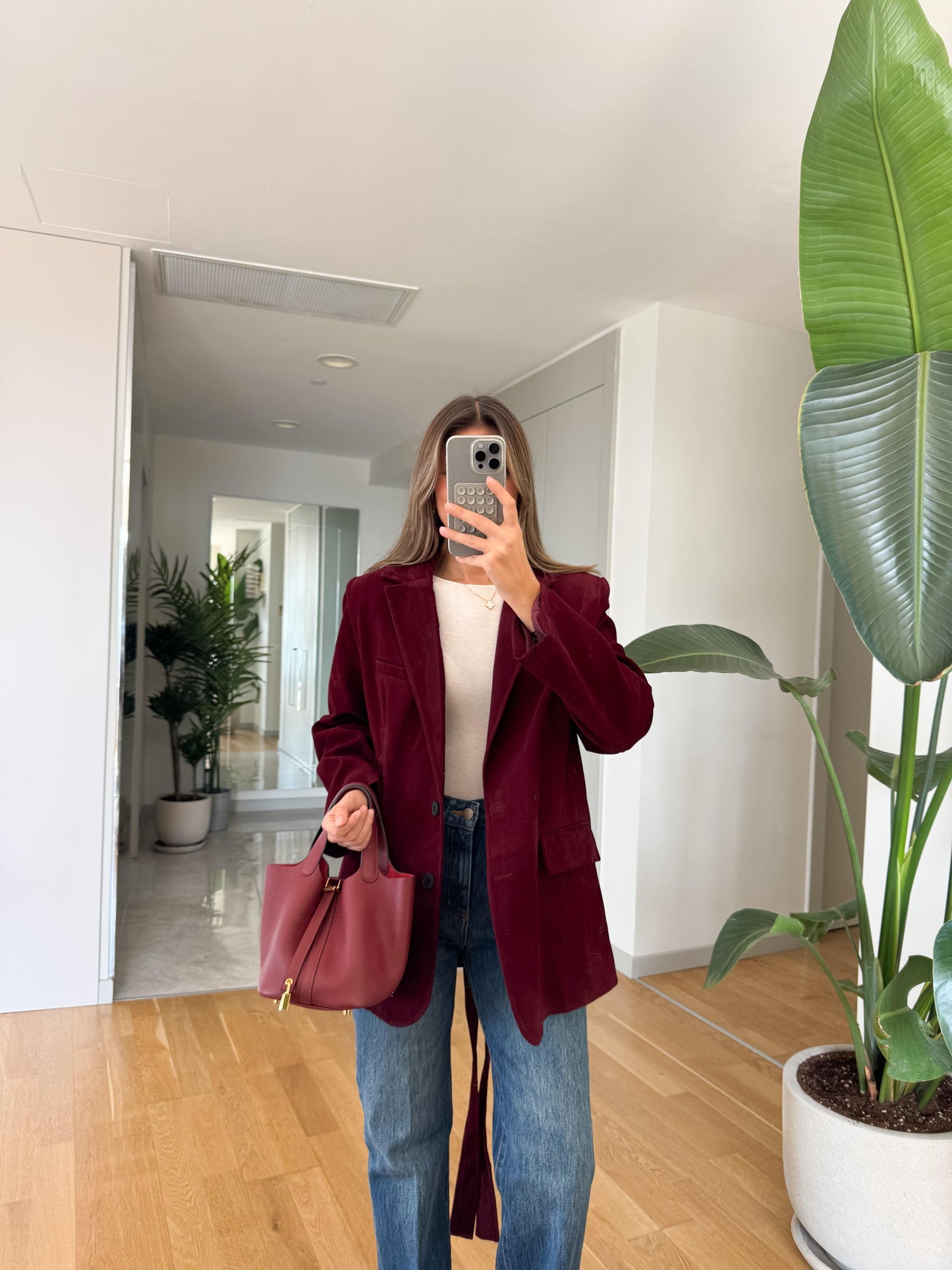 جكيت بحزام خمري - KP7136