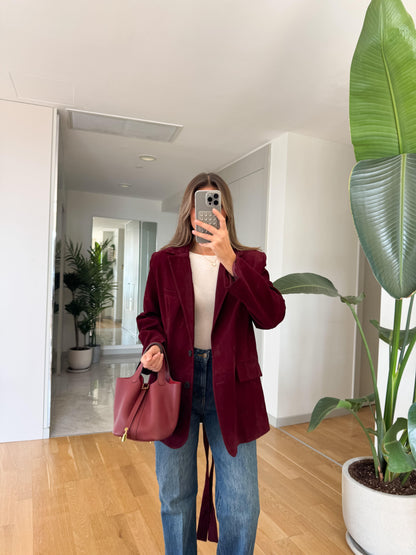 جكيت بحزام خمري - KP7136