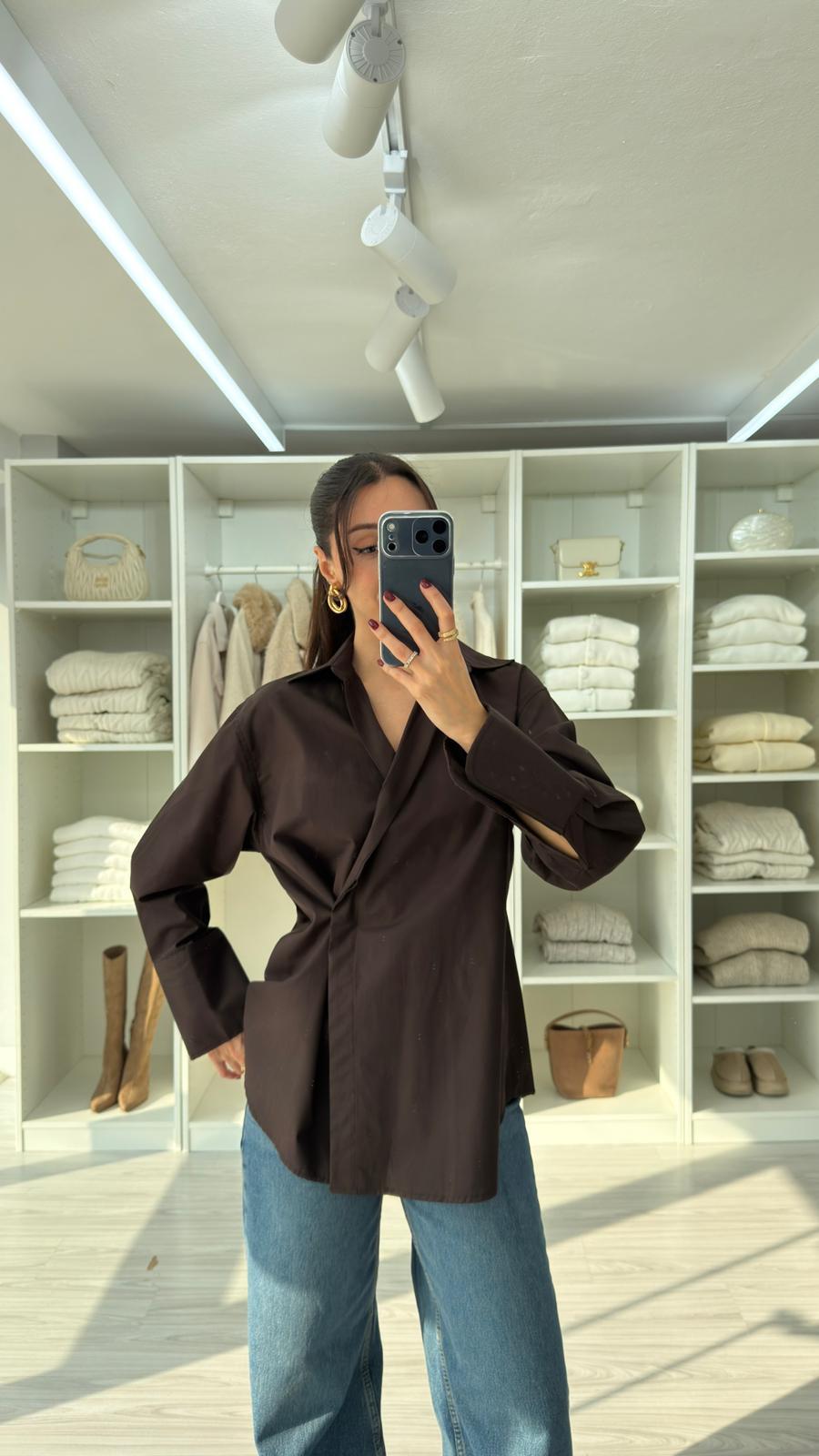 قميص ربط بني - KP4377