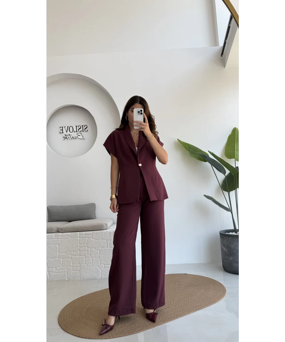 طقم ڤيست مع بنطلون خمري - KP1346