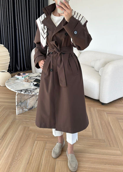 جكيت ترنش بني مع شال - KP7087