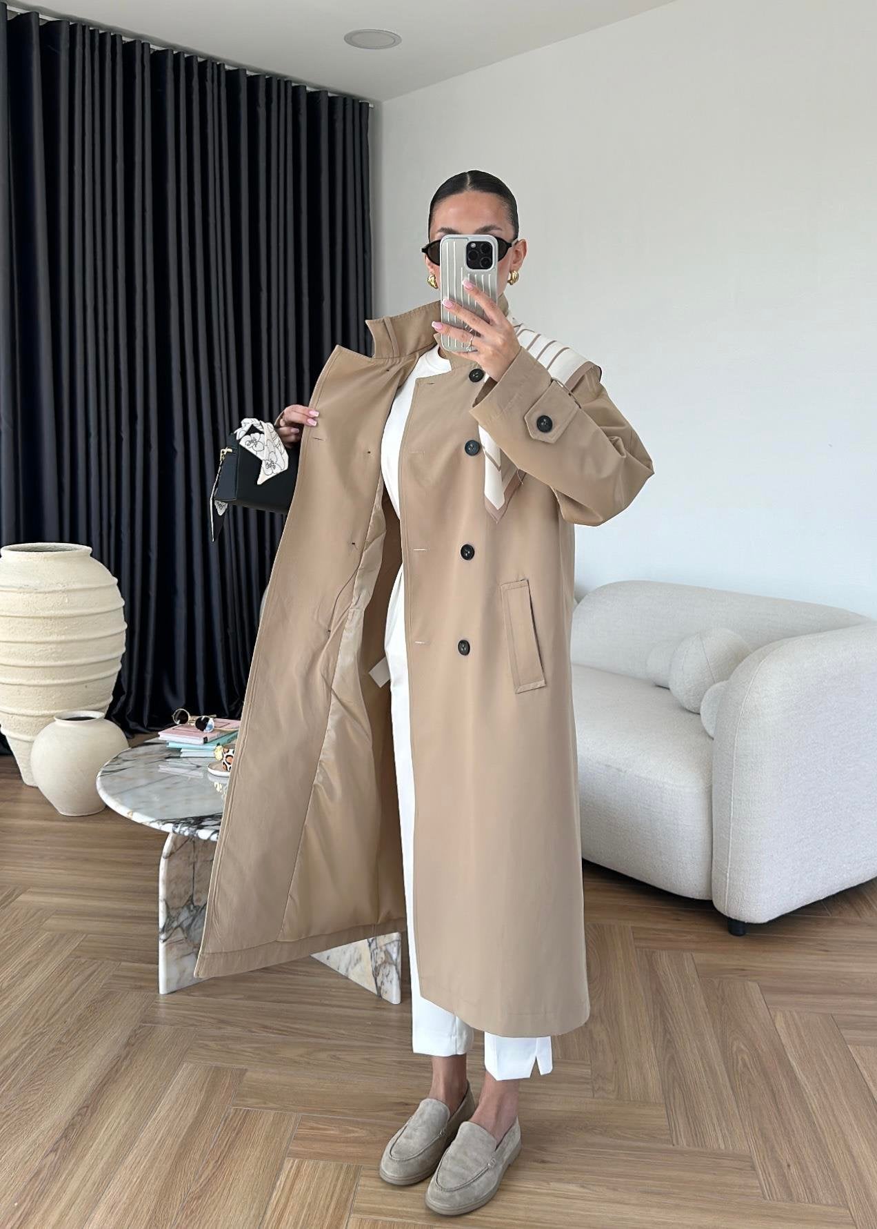 جكيت ترنش بيج مع شال - KP7087