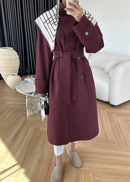 جكيت ترنش خمري مع شال - KP7087