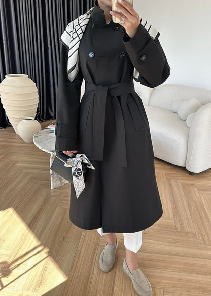 جكيت ترنش اسود مع شال - KP7087