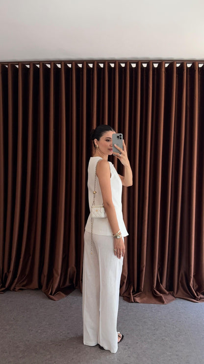 طقم ڤيست مع بنطلون ابيض - KP1313