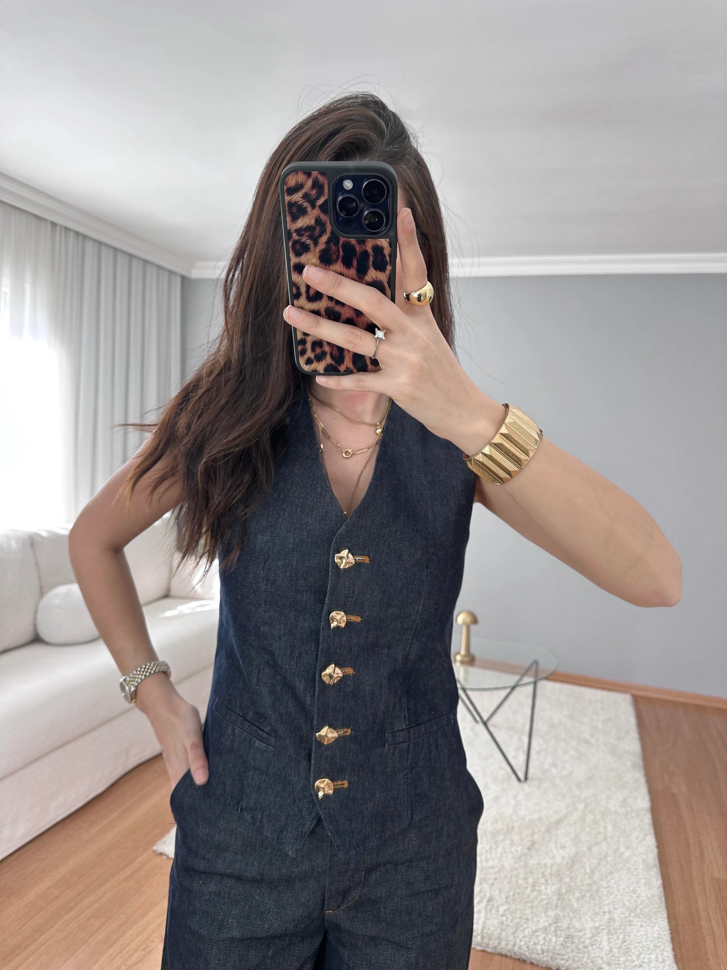 طقم جينز ڤيست مع بنطلون - KP1371