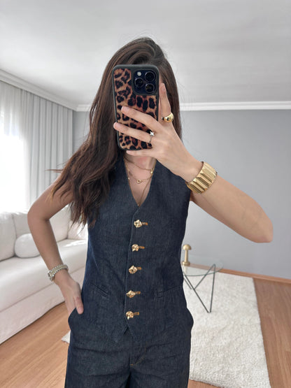 طقم جينز ڤيست مع بنطلون - KP1371