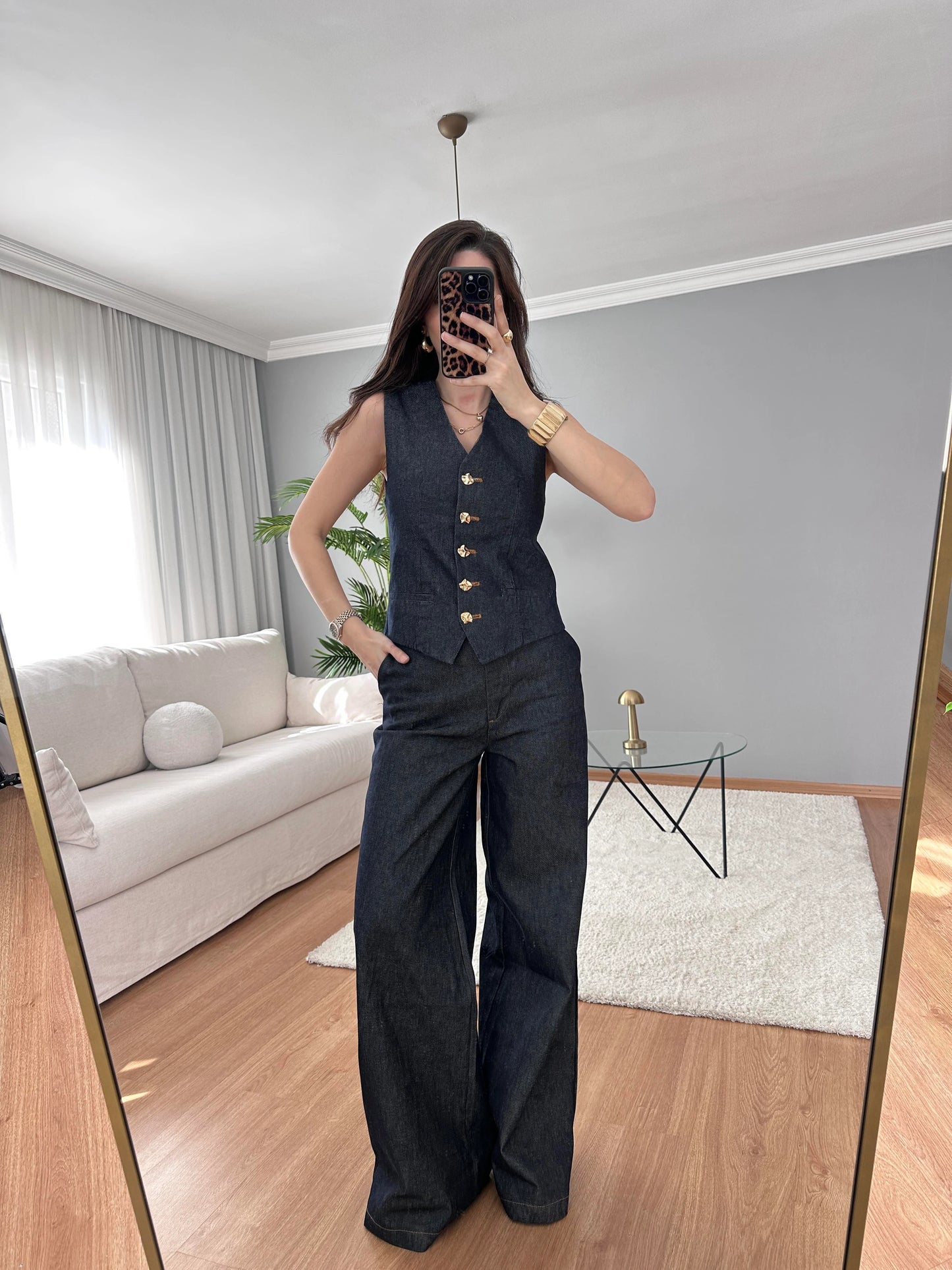 طقم جينز ڤيست مع بنطلون - KP1371