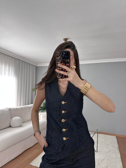 طقم جينز ڤيست مع بنطلون - KP1371