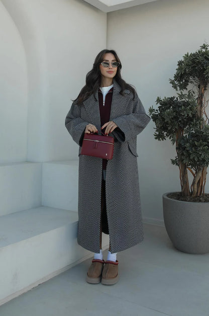 جكيت اسود ورمادي مخطط - KP7110