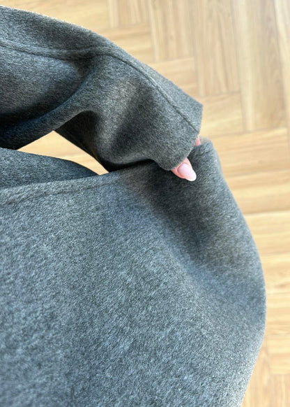 جكيت رمادي طويل بحزام - KP7188