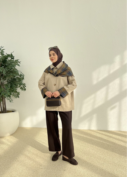 جكيت ترنش زيتي فاتح - KP7119