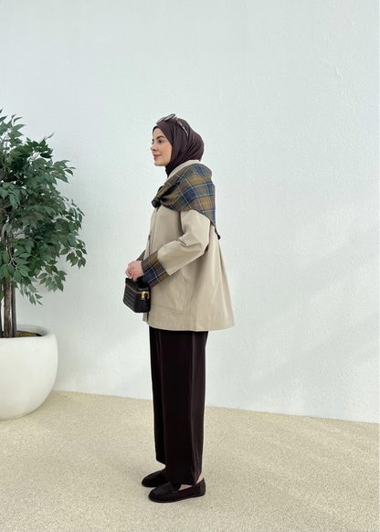 جكيت ترنش زيتي فاتح - KP7119