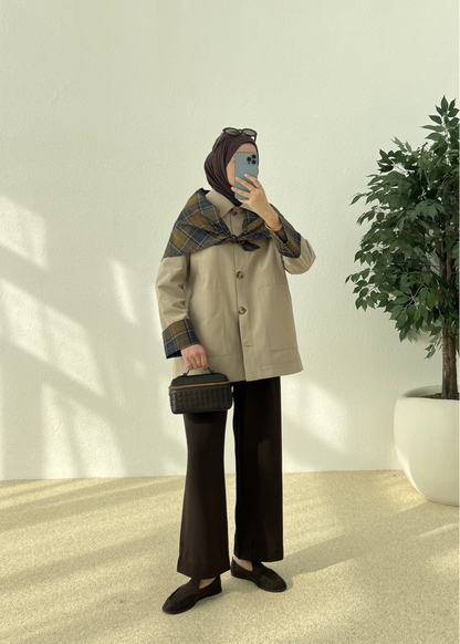 جكيت ترنش زيتي فاتح - KP7119