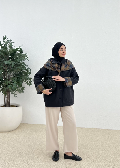 جكيت ترنش اسود - KP7119