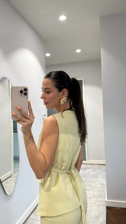 طقم رسمي ڤيست مع بنطلون ليموني - KP1354