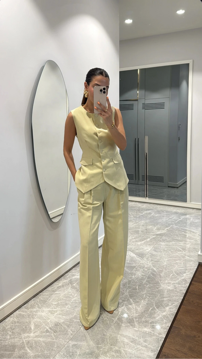 طقم رسمي ڤيست مع بنطلون ليموني - KP1354