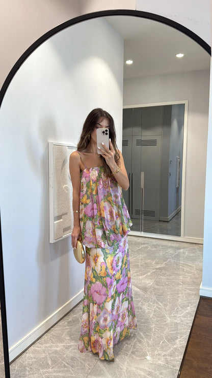 فستان شيفون زهري مورد - KP2213