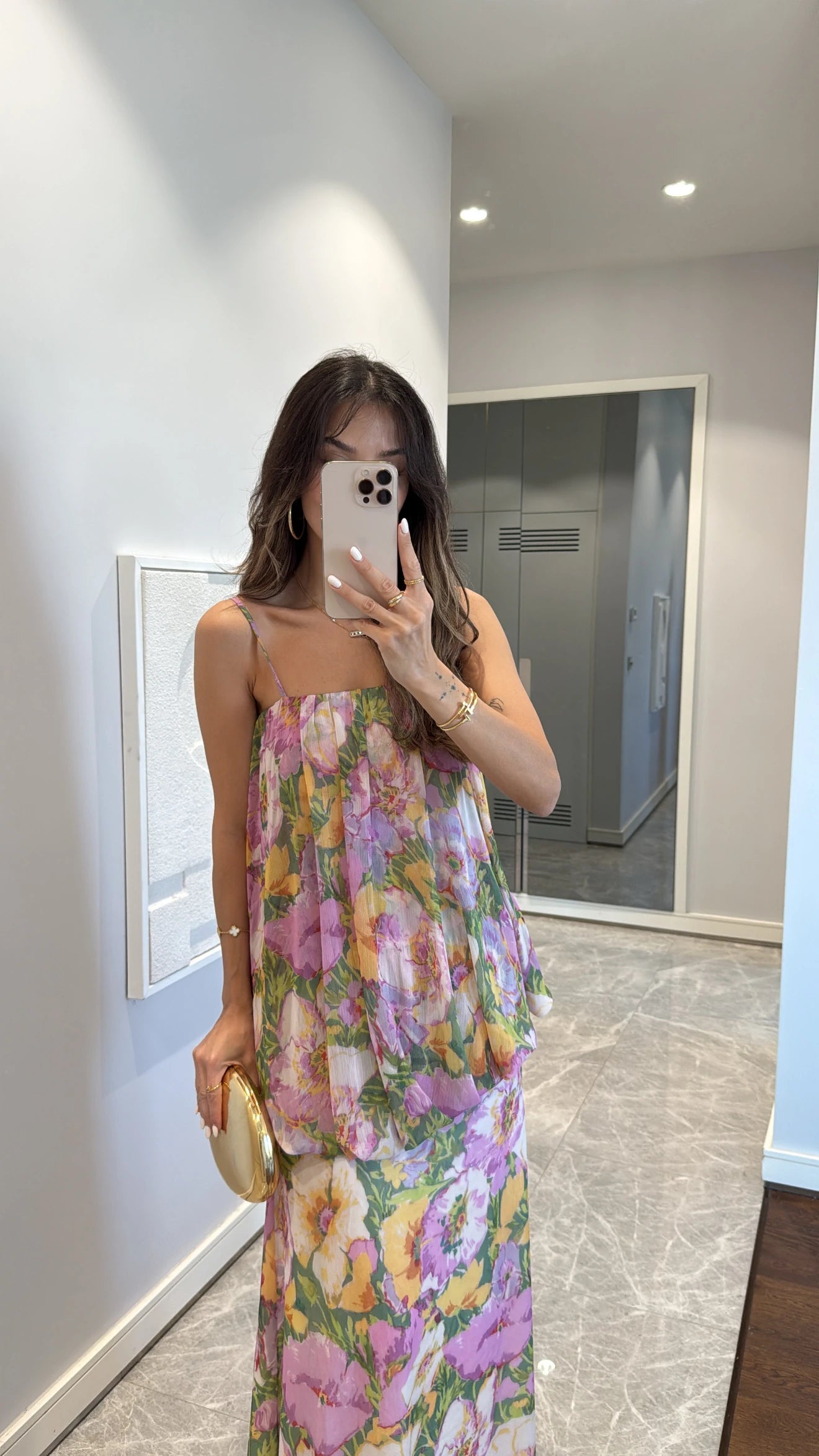 فستان شيفون زهري مورد - KP2213