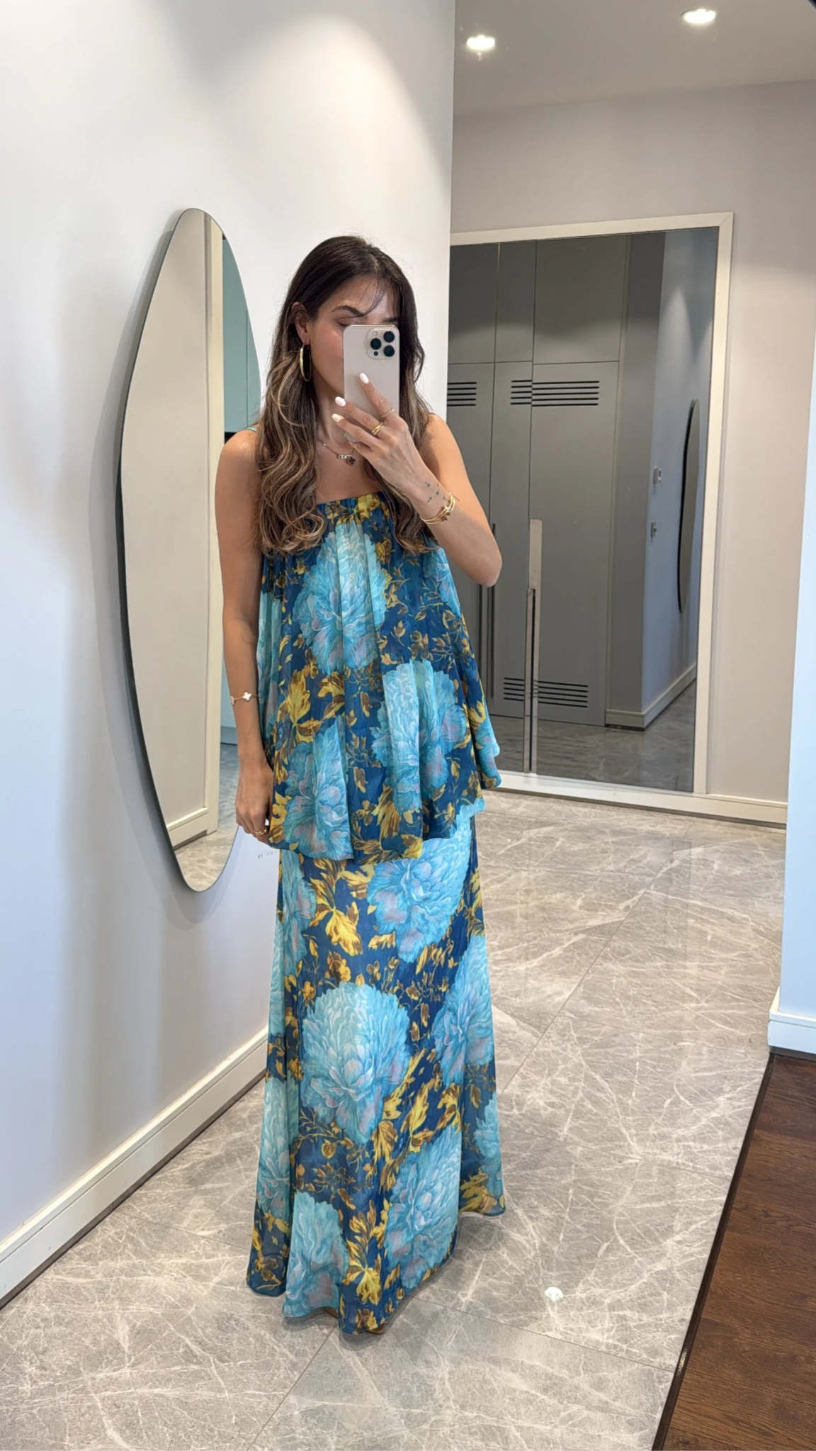 فستان شيفون ازرق مورد - KP2213