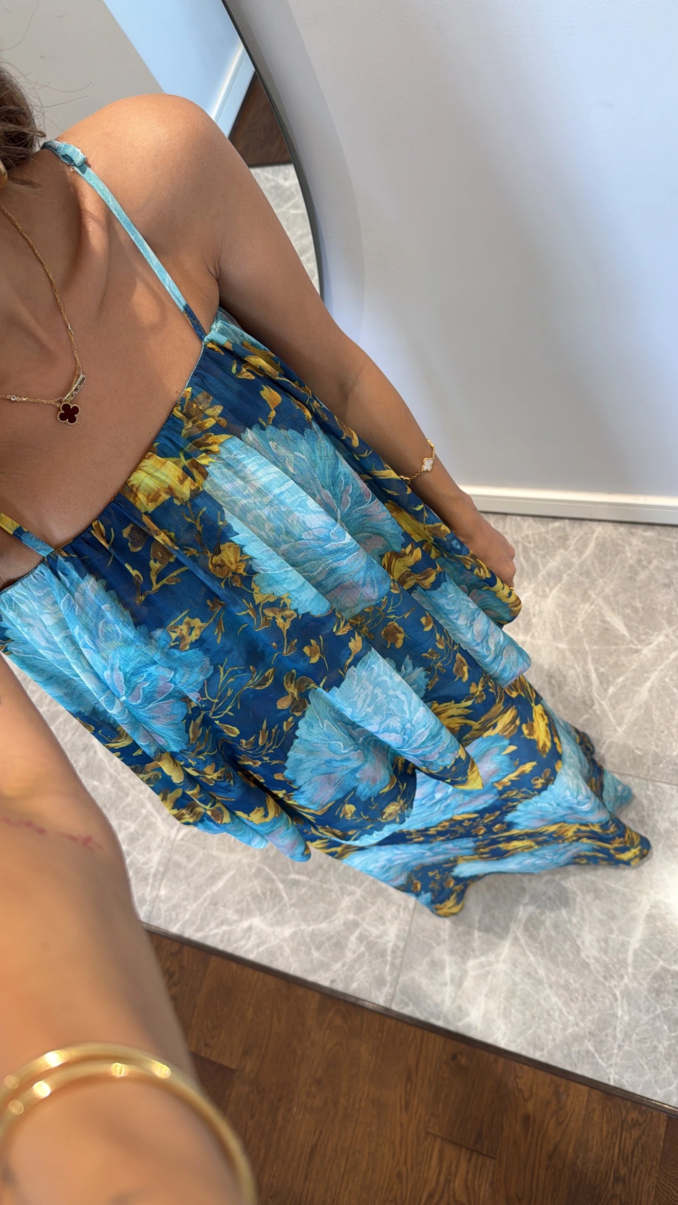 فستان شيفون ازرق مورد - KP2213